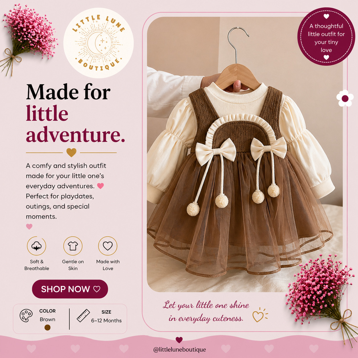 Premium Girls Brown Dress