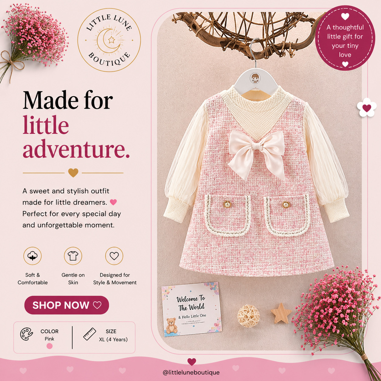 TWINKLE Girls Long-Sleeve Dress