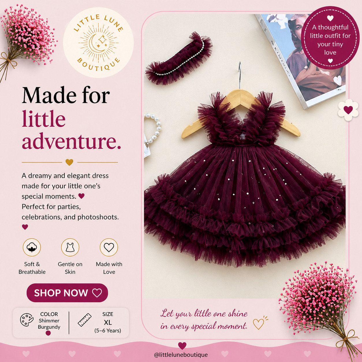 Luxury Kids Party Tutu Dress (Brocade) with Band