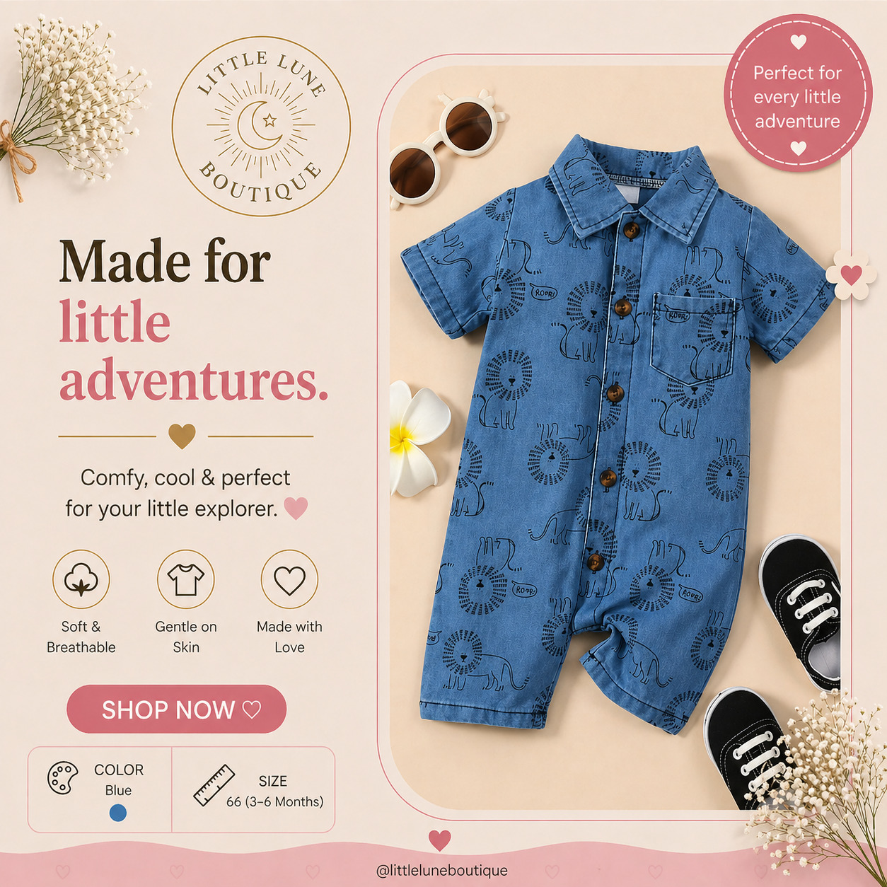 Baby Boy Denim Short-Sleeve Jumper