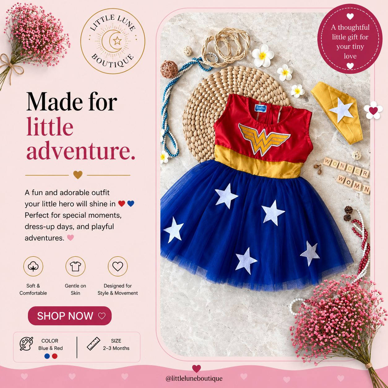 Baby Costume / Short Sleeve Baby Outfit, WONDER WOMEN